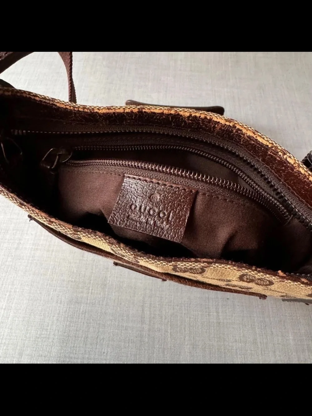 Gucci Brown/Tan Monogram Messenger Bag